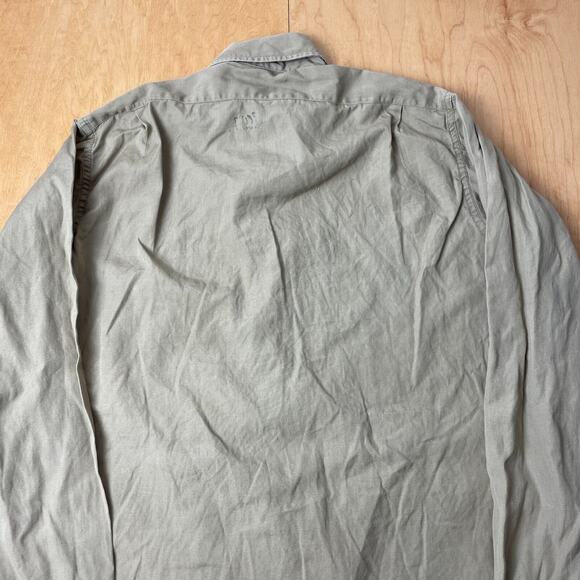 Vintage Post WWII USN Medium Solid Beige Long Sleeve Full Button Collared Shirt - Picture 9 of 10